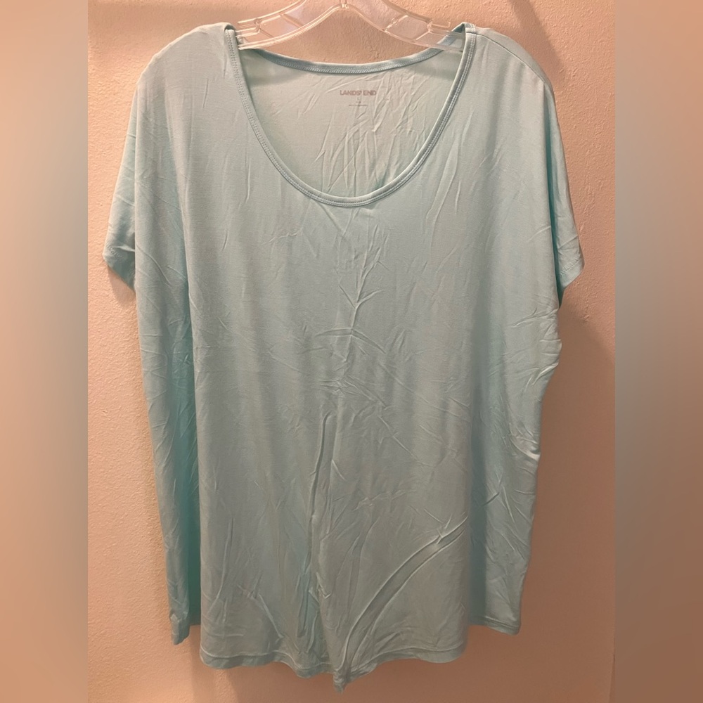 Lands' End Scoop Neck Tee shirt Eggshell Blue